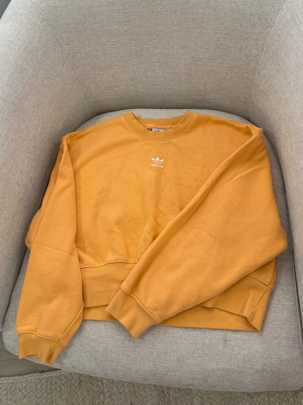 NWOT Adidas Originals Cropped Sweatshirt and Knit Sweatshorts in Creamsicle - Picture 5 of 7